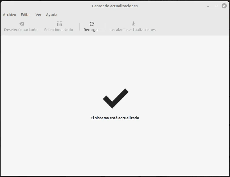 Pantalla final de actualización de linux mint