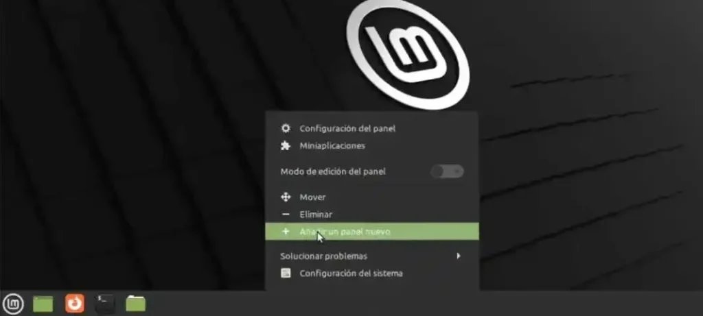 imagen de como añadir nuevo panel