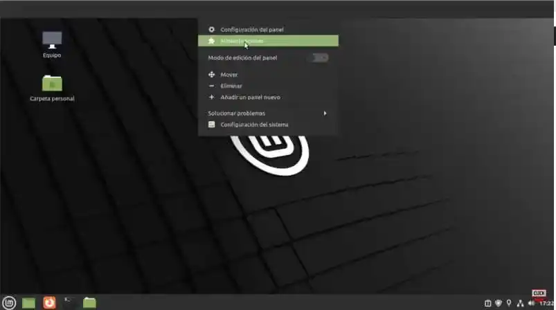 Configura las Miniaplicaciones en el panel superior
