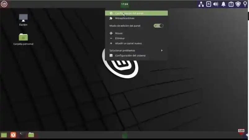 Configura el panel superior de linux mint