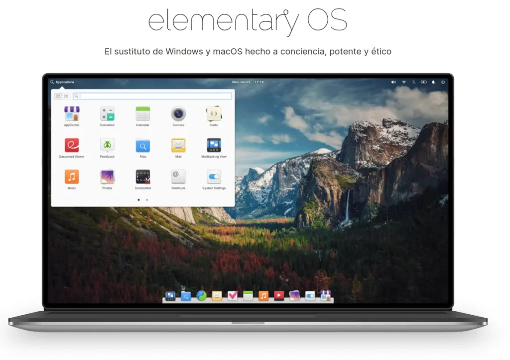 imagen de la pagina web de elementary os