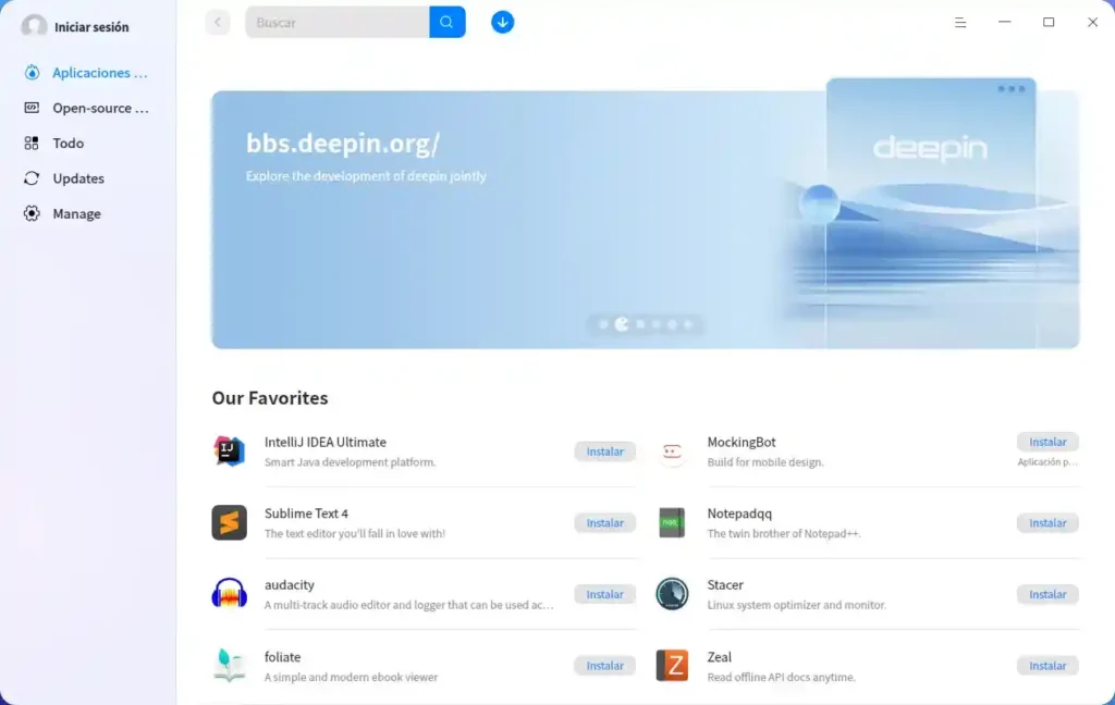 Tienda de aplicaciones de deepin linux 23 1