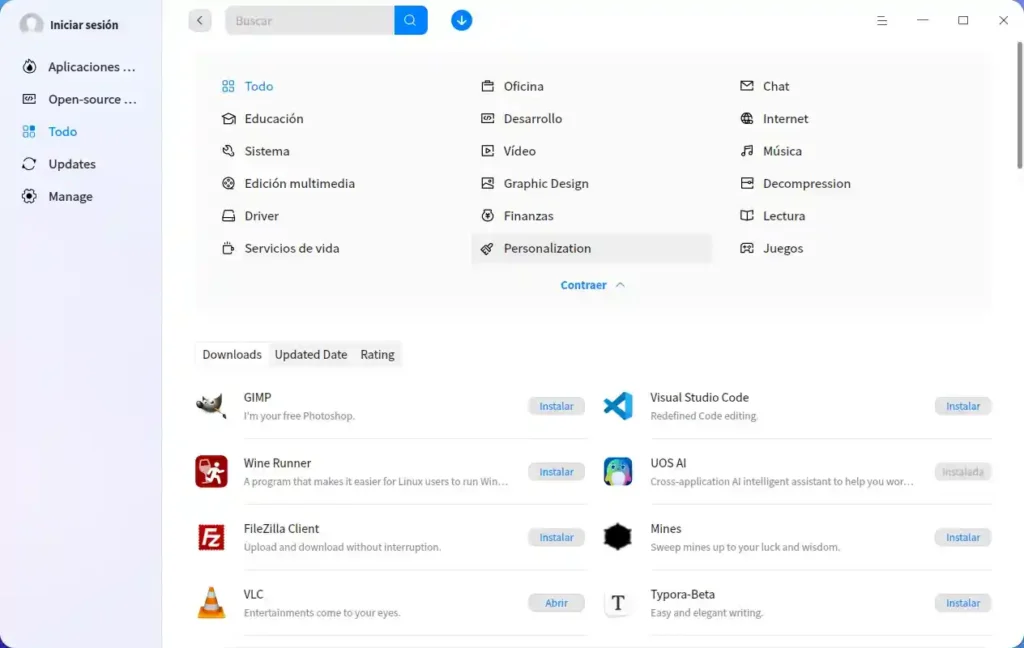 Tienda de aplicaciones de deepin linux 23 2