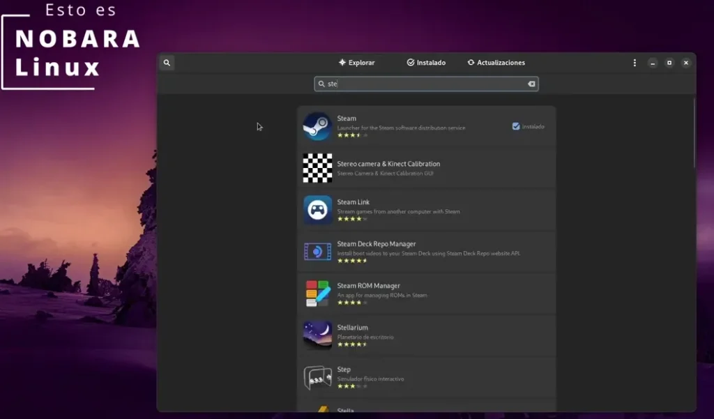 selecciona steam en el listado de aplicaciones disponibles